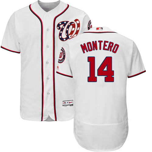 Nationals #14 Miguel Montero White Flexbase Authentic Collection Stitched MLB Jersey - Click Image to Close
